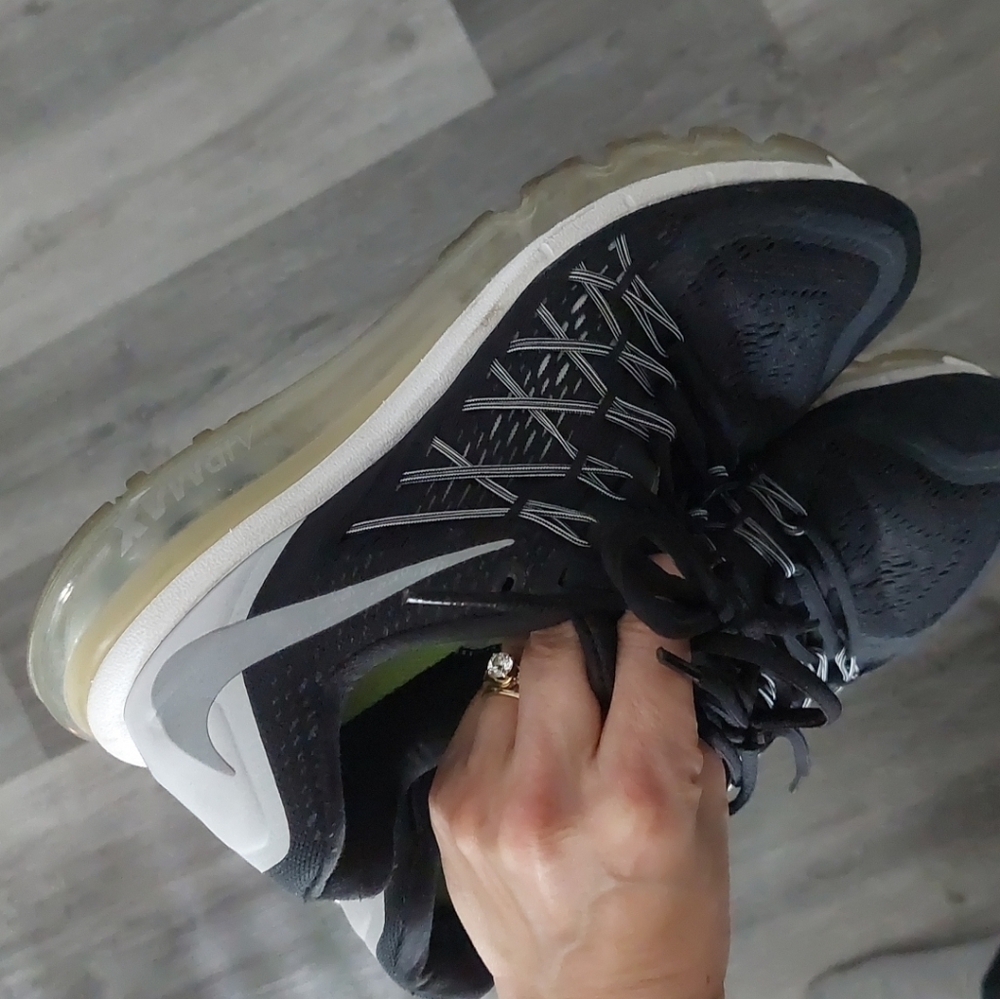 Nike Air Max Black Mesh Lace Up Running Training Sneakers Shoes - Picture 4 of 9